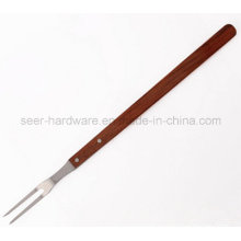 21" Long Wood Handle Stainless Steel BBQ Fork (SE-5251)